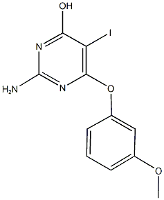 2-amino-5-iodo-6-(3-methoxyphenoxy)-4-pyrimidinol Struktur