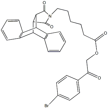 2-(4-bromophenyl)-2-oxoethyl 6-(16,18-dioxo-17-azapentacyclo[6.6.5.0~2,7~.0~9,14~.0~15,19~]nonadeca-2,4,6,9,11,13-hexaen-17-yl)hexanoate Struktur