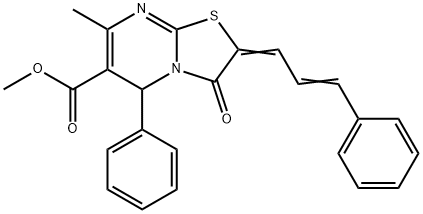 methyl 7-methyl-3-oxo-5-phenyl-2-(3-phenyl-2-propenylidene)-2,3-dihydro-5H-[1,3]thiazolo[3,2-a]pyrimidine-6-carboxylate Struktur