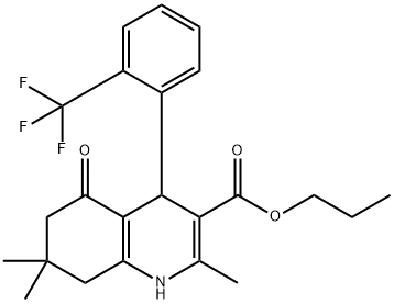 propyl 2,7,7-trimethyl-5-oxo-4-[2-(trifluoromethyl)phenyl]-1,4,5,6,7,8-hexahydroquinoline-3-carboxylate Struktur