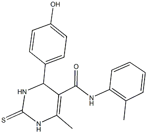 4-(4-hydroxyphenyl)-6-methyl-N-(2-methylphenyl)-2-thioxo-1,2,3,4-tetrahydro-5-pyrimidinecarboxamide Struktur