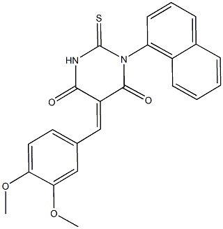 5-(3,4-dimethoxybenzylidene)-1-(1-naphthyl)-2-thioxodihydro-4,6(1H,5H)-pyrimidinedione Struktur