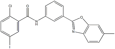 2-chloro-5-iodo-N-[3-(6-methyl-1,3-benzoxazol-2-yl)phenyl]benzamide Struktur