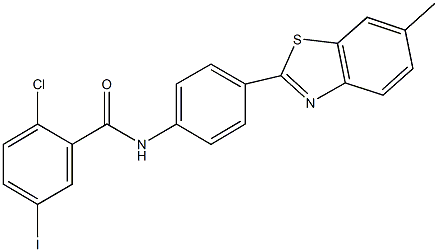 2-chloro-5-iodo-N-[4-(6-methyl-1,3-benzothiazol-2-yl)phenyl]benzamide Struktur