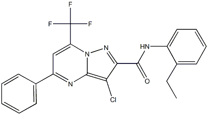 3-chloro-N-(2-ethylphenyl)-5-phenyl-7-(trifluoromethyl)pyrazolo[1,5-a]pyrimidine-2-carboxamide Struktur