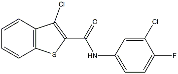 3-chloro-N-(3-chloro-4-fluorophenyl)-1-benzothiophene-2-carboxamide Struktur