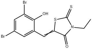 5-(3,5-dibromo-2-hydroxybenzylidene)-3-ethyl-2-thioxo-1,3-thiazolidin-4-one Struktur