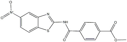 methyl 4-[({5-nitro-1,3-benzothiazol-2-yl}amino)carbonyl]benzoate Struktur