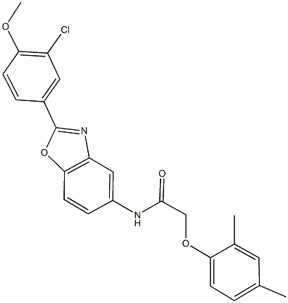 N-[2-(3-chloro-4-methoxyphenyl)-1,3-benzoxazol-5-yl]-2-(2,4-dimethylphenoxy)acetamide Struktur