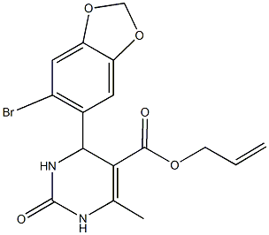 allyl 4-(6-bromo-1,3-benzodioxol-5-yl)-6-methyl-2-oxo-1,2,3,4-tetrahydro-5-pyrimidinecarboxylate Struktur