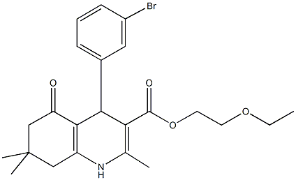 2-(ethyloxy)ethyl 4-(3-bromophenyl)-2,7,7-trimethyl-5-oxo-1,4,5,6,7,8-hexahydroquinoline-3-carboxylate Struktur