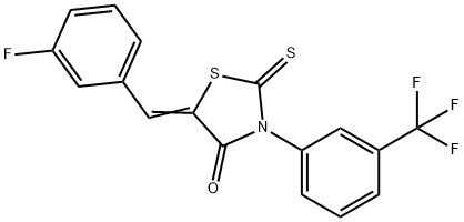 5-(3-fluorobenzylidene)-2-thioxo-3-[3-(trifluoromethyl)phenyl]-1,3-thiazolidin-4-one Struktur