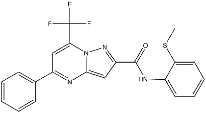 N-[2-(methylsulfanyl)phenyl]-5-phenyl-7-(trifluoromethyl)pyrazolo[1,5-a]pyrimidine-2-carboxamide Struktur