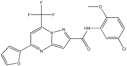 N-(5-chloro-2-methoxyphenyl)-5-(2-furyl)-7-(trifluoromethyl)pyrazolo[1,5-a]pyrimidine-2-carboxamide Struktur