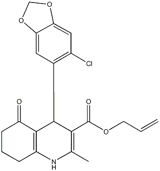 allyl 4-(6-chloro-1,3-benzodioxol-5-yl)-2-methyl-5-oxo-1,4,5,6,7,8-hexahydro-3-quinolinecarboxylate Struktur