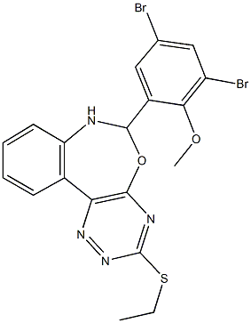 6-(3,5-dibromo-2-methoxyphenyl)-3-(ethylsulfanyl)-6,7-dihydro[1,2,4]triazino[5,6-d][3,1]benzoxazepine Struktur