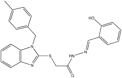 N'-(2-hydroxybenzylidene)-2-{[1-(4-methylbenzyl)-1H-benzimidazol-2-yl]sulfanyl}acetohydrazide Struktur