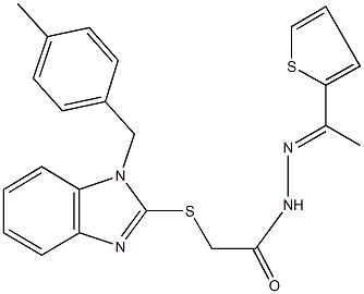 2-{[1-(4-methylbenzyl)-1H-benzimidazol-2-yl]sulfanyl}-N'-[1-(2-thienyl)ethylidene]acetohydrazide Struktur