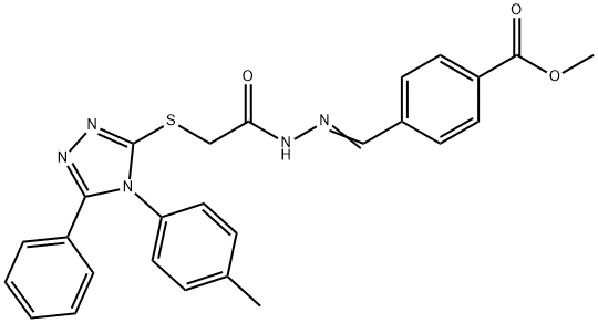 methyl 4-[2-({[4-(4-methylphenyl)-5-phenyl-4H-1,2,4-triazol-3-yl]sulfanyl}acetyl)carbohydrazonoyl]benzoate Struktur