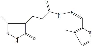 3-(3-methyl-5-oxo-4,5-dihydro-1H-pyrazol-4-yl)-N'-[(3-methyl-2-thienyl)methylene]propanohydrazide Struktur