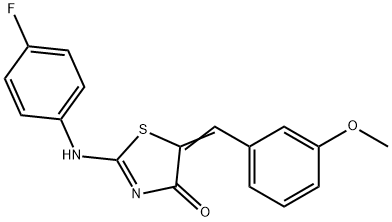 2-(4-fluoroanilino)-5-(3-methoxybenzylidene)-1,3-thiazol-4(5H)-one Struktur