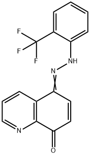 5,8-quinolinedione 5-{[2-(trifluoromethyl)phenyl]hydrazone} Struktur