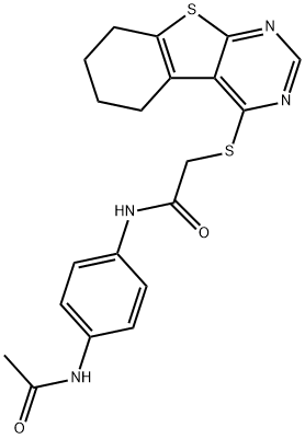 N-[4-(acetylamino)phenyl]-2-(5,6,7,8-tetrahydro[1]benzothieno[2,3-d]pyrimidin-4-ylsulfanyl)acetamide Struktur