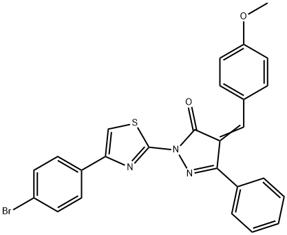 2-[4-(4-bromophenyl)-1,3-thiazol-2-yl]-4-(4-methoxybenzylidene)-5-phenyl-2,4-dihydro-3H-pyrazol-3-one Struktur