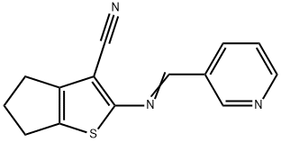 2-[(3-pyridinylmethylene)amino]-5,6-dihydro-4H-cyclopenta[b]thiophene-3-carbonitrile Struktur