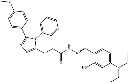 N'-[4-(diethylamino)-2-hydroxybenzylidene]-2-{[5-(4-methoxyphenyl)-4-phenyl-4H-1,2,4-triazol-3-yl]sulfanyl}acetohydrazide Struktur