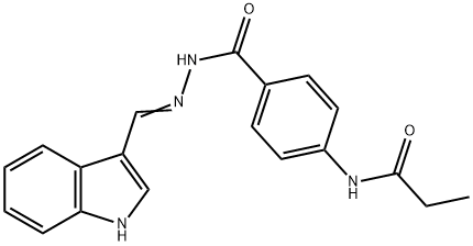 N-(4-{[2-(1H-indol-3-ylmethylene)hydrazino]carbonyl}phenyl)propanamide Struktur