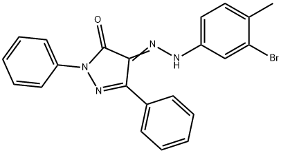 1,3-diphenyl-1H-pyrazole-4,5-dione 4-[(3-bromo-4-methylphenyl)hydrazone] Struktur