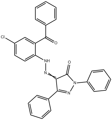 1,3-diphenyl-1H-pyrazole-4,5-dione 4-[(2-benzoyl-4-chlorophenyl)hydrazone] Struktur