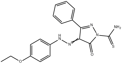 4-[(4-ethoxyphenyl)hydrazono]-5-oxo-3-phenyl-4,5-dihydro-1H-pyrazole-1-carbothioamide Struktur