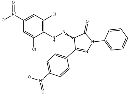 3-{4-nitrophenyl}-1-phenyl-1H-pyrazole-4,5-dione 4-({2,6-dichloro-4-nitrophenyl}hydrazone) Struktur