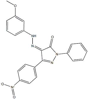 3-{4-nitrophenyl}-1-phenyl-1H-pyrazole-4,5-dione 4-[(3-methoxyphenyl)hydrazone] Struktur