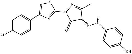 1-[4-(4-chlorophenyl)-1,3-thiazol-2-yl]-3-methyl-1H-pyrazole-4,5-dione 4-[(4-hydroxyphenyl)hydrazone] Struktur