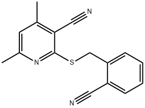 2-[(2-cyanobenzyl)sulfanyl]-4,6-dimethylnicotinonitrile Struktur