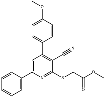 methyl {[3-cyano-4-(4-methoxyphenyl)-6-phenyl-2-pyridinyl]sulfanyl}acetate Struktur