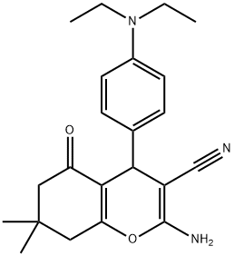 2-amino-4-[4-(diethylamino)phenyl]-7,7-dimethyl-5-oxo-5,6,7,8-tetrahydro-4H-chromene-3-carbonitrile Struktur