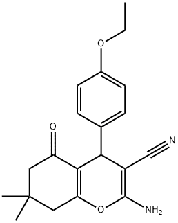 2-amino-4-(4-ethoxyphenyl)-7,7-dimethyl-5-oxo-5,6,7,8-tetrahydro-4H-chromene-3-carbonitrile Struktur