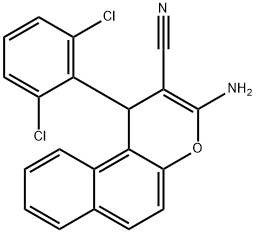 3-amino-1-(2,6-dichlorophenyl)-1H-benzo[f]chromene-2-carbonitrile Struktur