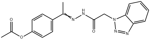 4-[N-(1H-1,2,3-benzotriazol-1-ylacetyl)ethanehydrazonoyl]phenyl acetate Struktur