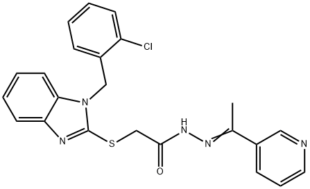 2-{[1-(2-chlorobenzyl)-1H-benzimidazol-2-yl]sulfanyl}-N'-[1-(3-pyridinyl)ethylidene]acetohydrazide Struktur