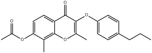 2,8-dimethyl-4-oxo-3-[(4-propylphenyl)oxy]-4H-chromen-7-yl acetate Struktur