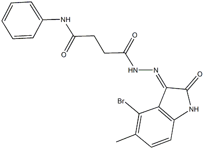 4-[2-(4-bromo-5-methyl-2-oxo-1,2-dihydro-3H-indol-3-ylidene)hydrazino]-4-oxo-N-phenylbutanamide Struktur