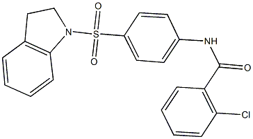 2-chloro-N-[4-(2,3-dihydro-1H-indol-1-ylsulfonyl)phenyl]benzamide Struktur