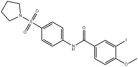 3-iodo-4-methoxy-N-[4-(1-pyrrolidinylsulfonyl)phenyl]benzamide Struktur