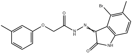 N'-(4-bromo-5-methyl-2-oxo-1,2-dihydro-3H-indol-3-ylidene)-2-(3-methylphenoxy)acetohydrazide Struktur