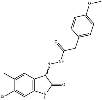 N'-(6-bromo-5-methyl-2-oxo-1,2-dihydro-3H-indol-3-ylidene)-2-(4-methoxyphenyl)acetohydrazide Struktur